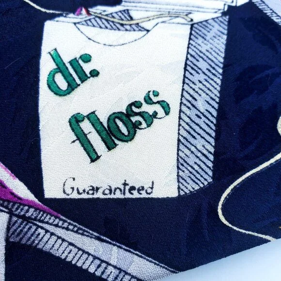 Vintage Nicole Miller 1992 Tie Novelty Graphic Print Teeth Dentist Wide Funny - Picture 2 of 10